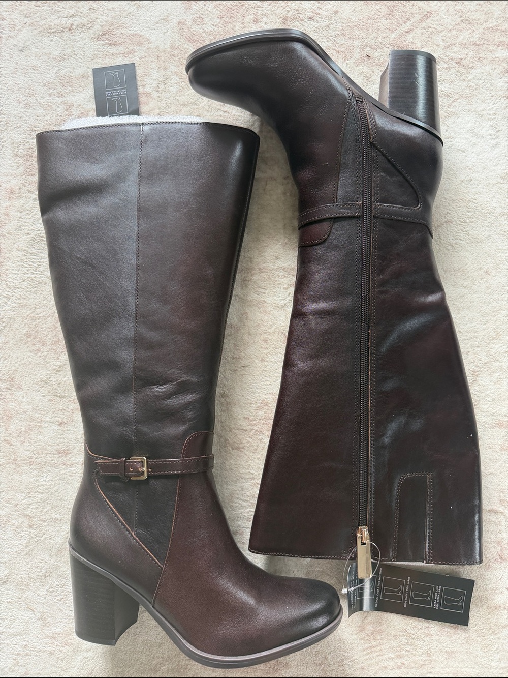 Naturalizer Kalinda Brown Leather Knee-High Heeled Boots 7W Wide Calf